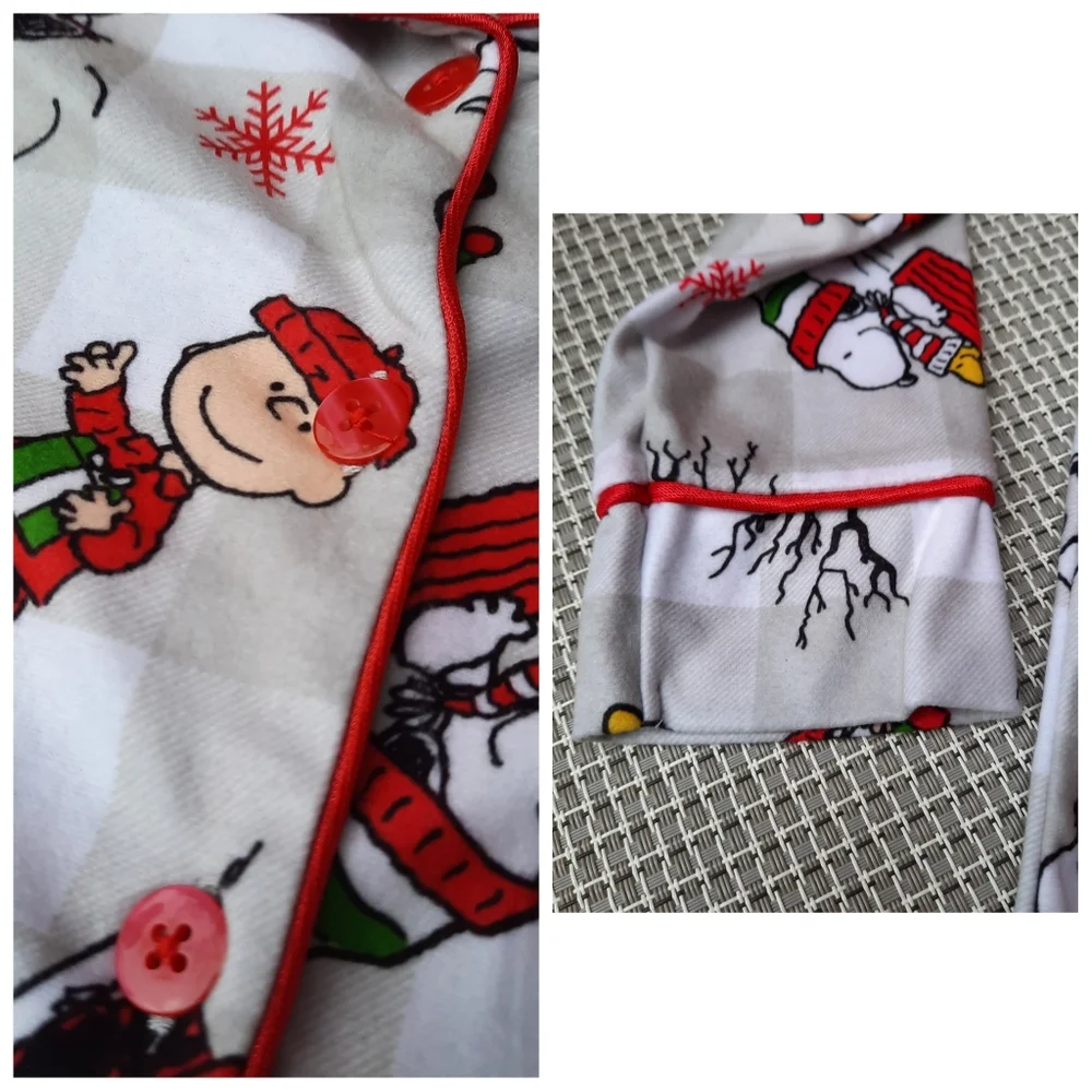 Peanuts Snoopy Charlie Brown Christmas Sleep Shirt Pajamas Fleece Holiday Gift